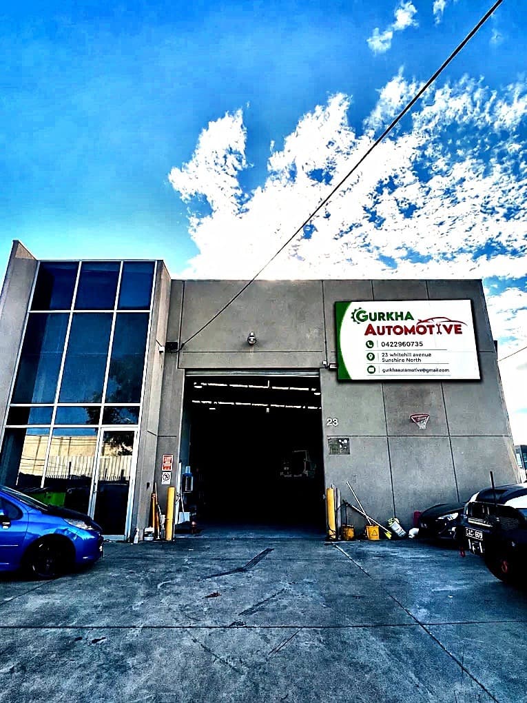 Gurkha Automotive workshop frontage with signage on Whitehill Ave, Sunshine North
